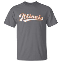 Illinois Vintage Orange Varsity Script Text Classic Sports Jersey Style T Shirt