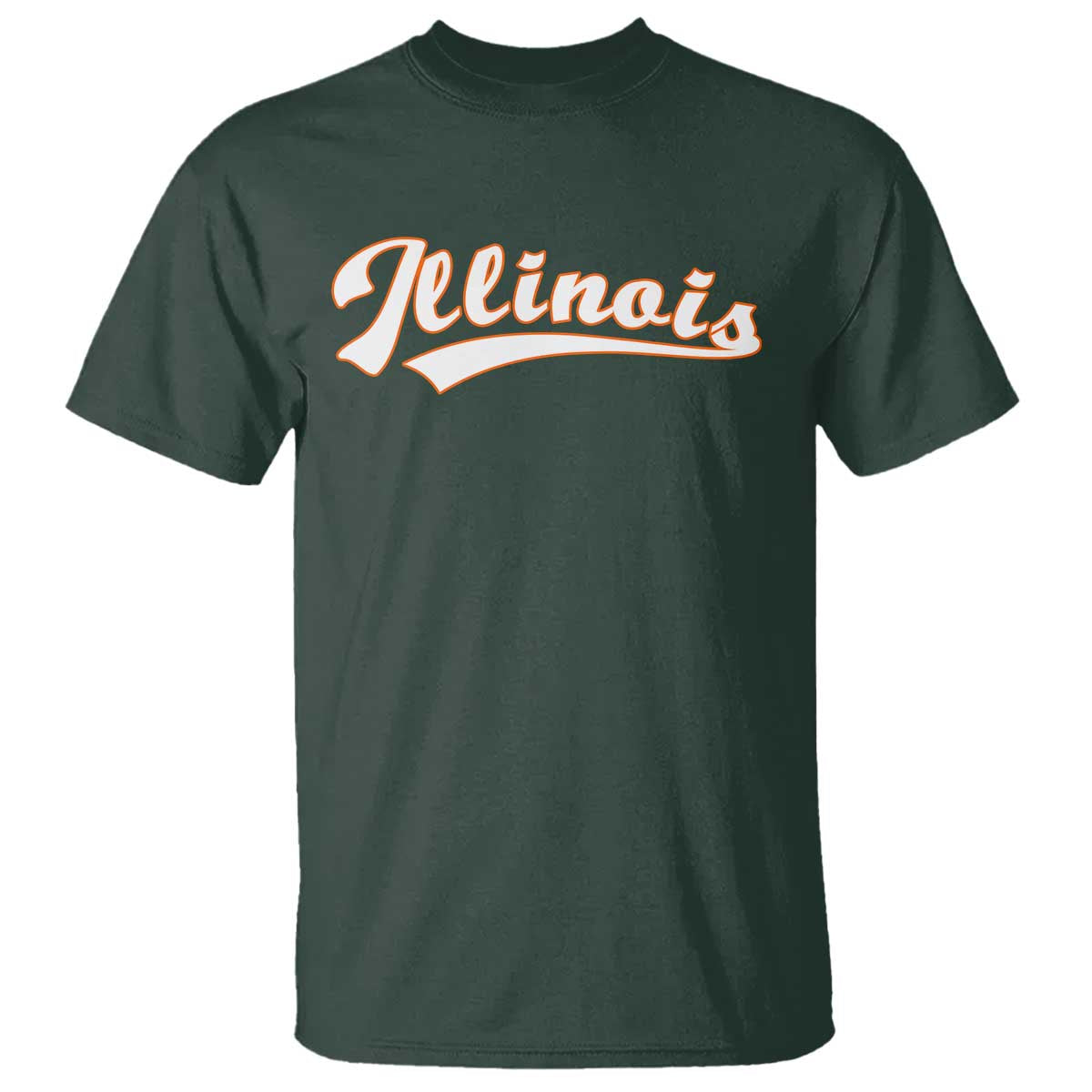 Illinois Vintage Orange Varsity Script Text Classic Sports Jersey Style T Shirt