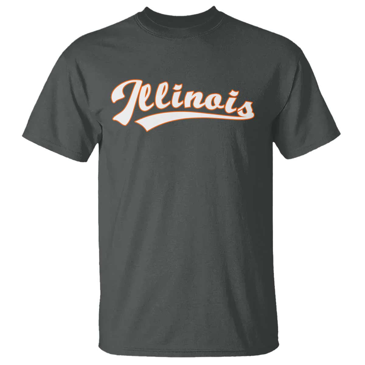 Illinois Vintage Orange Varsity Script Text Classic Sports Jersey Style T Shirt