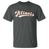 Illinois Vintage Orange Varsity Script Text Classic Sports Jersey Style T Shirt