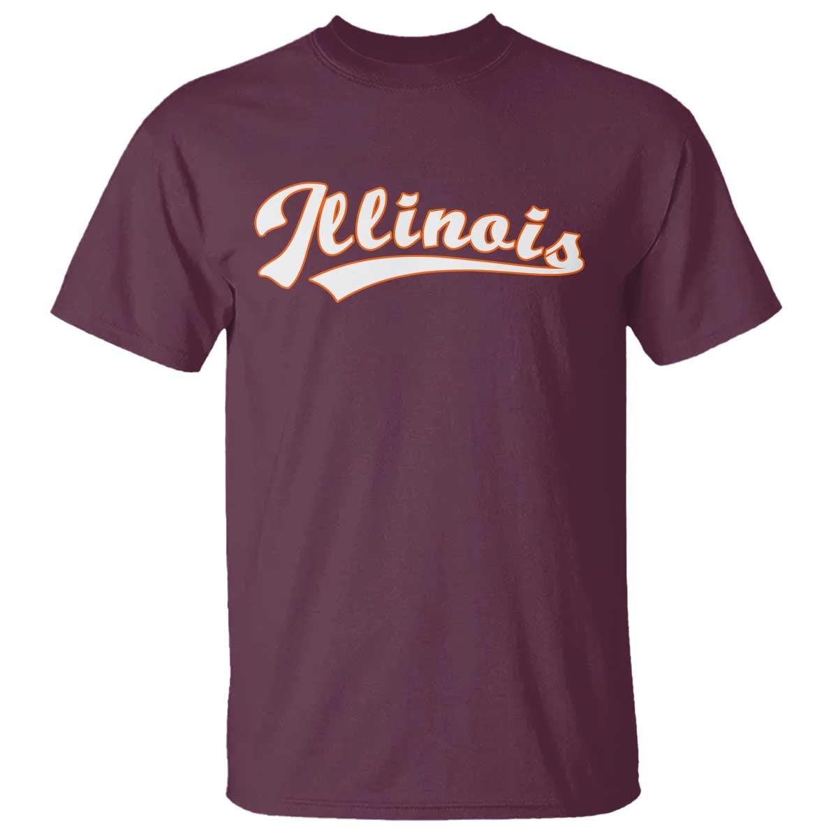 Illinois Vintage Orange Varsity Script Text Classic Sports Jersey Style T Shirt