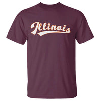 Illinois Vintage Orange Varsity Script Text Classic Sports Jersey Style T Shirt