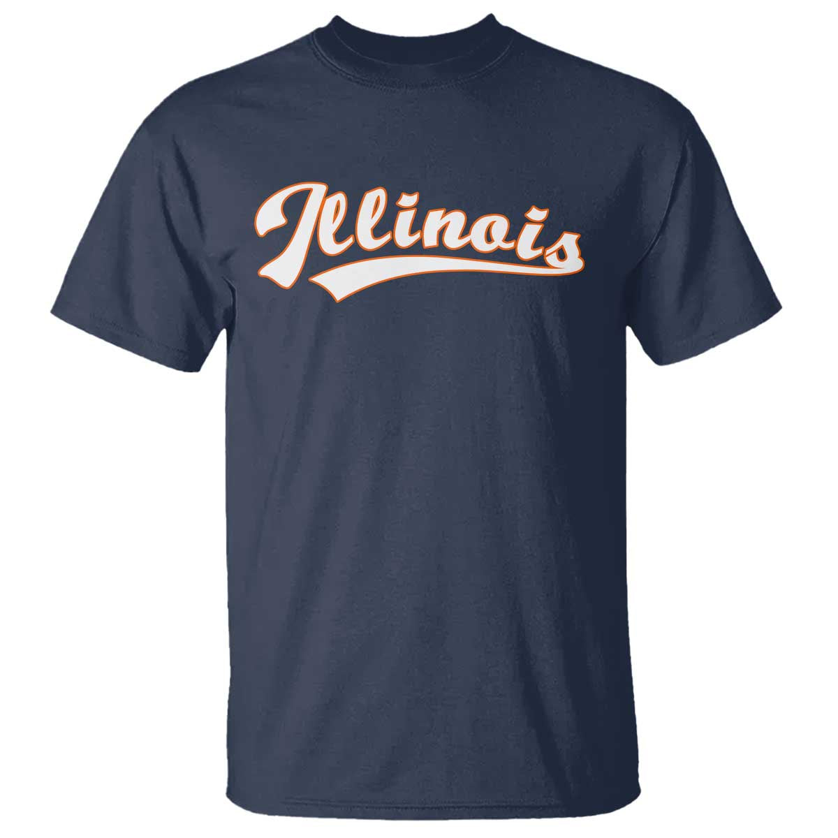 Illinois Vintage Orange Varsity Script Text Classic Sports Jersey Style T Shirt