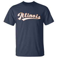 Illinois Vintage Orange Varsity Script Text Classic Sports Jersey Style T Shirt