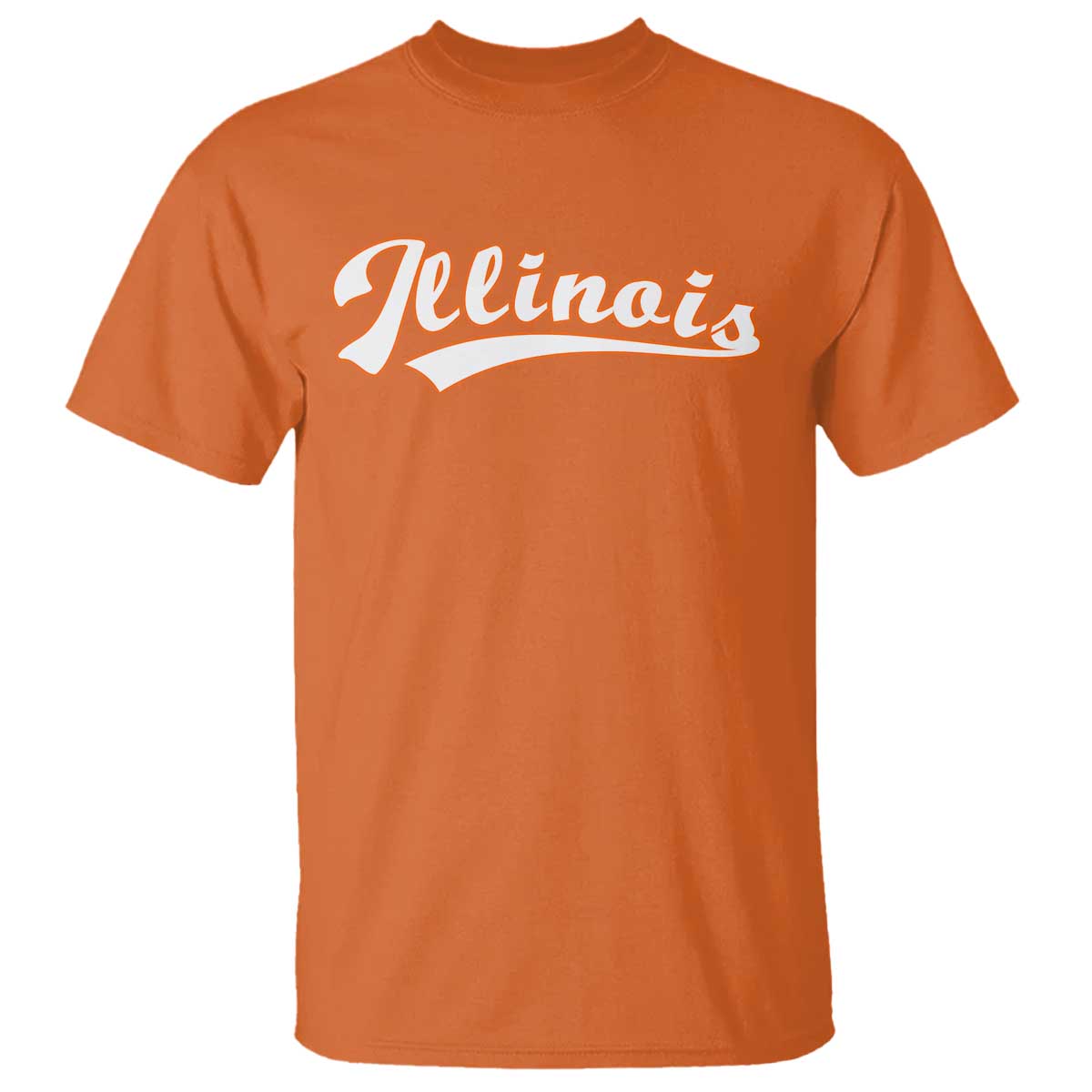 Illinois Vintage Orange Varsity Script Text Classic Sports Jersey Style T Shirt