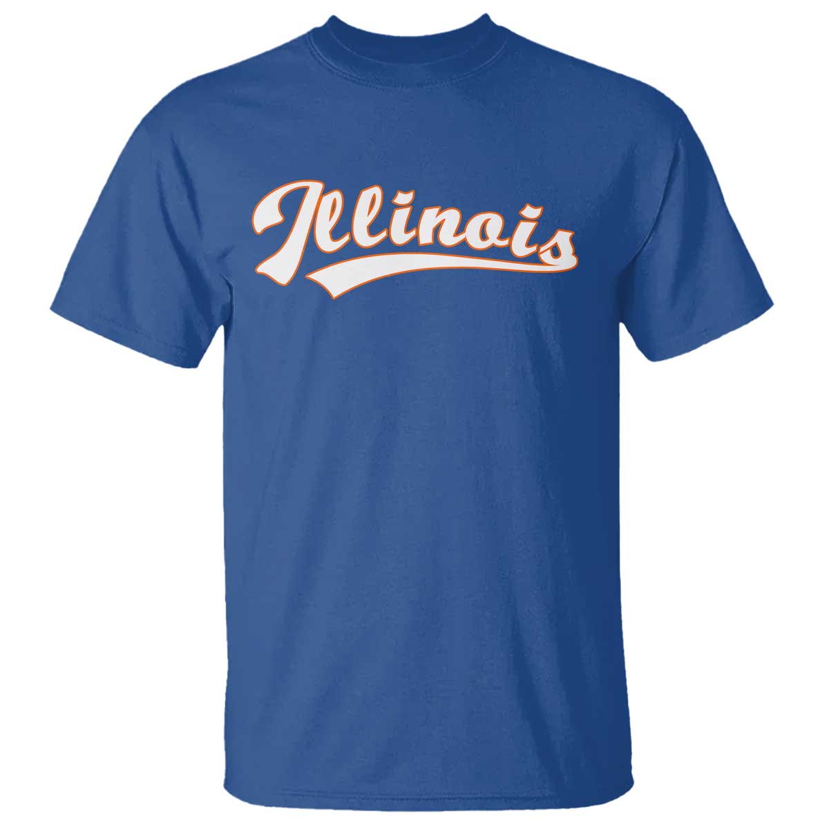 Illinois Vintage Orange Varsity Script Text Classic Sports Jersey Style T Shirt
