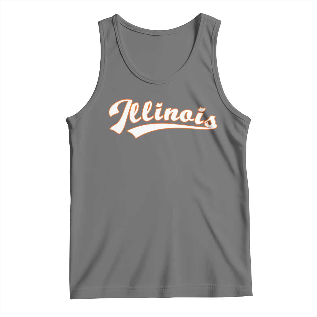 Illinois Vintage Orange Varsity Script Text Classic Sports Jersey Style Tank Top