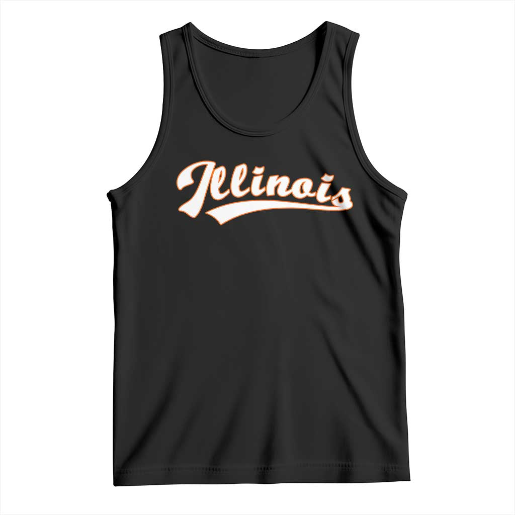 Illinois Vintage Orange Varsity Script Text Classic Sports Jersey Style Tank Top