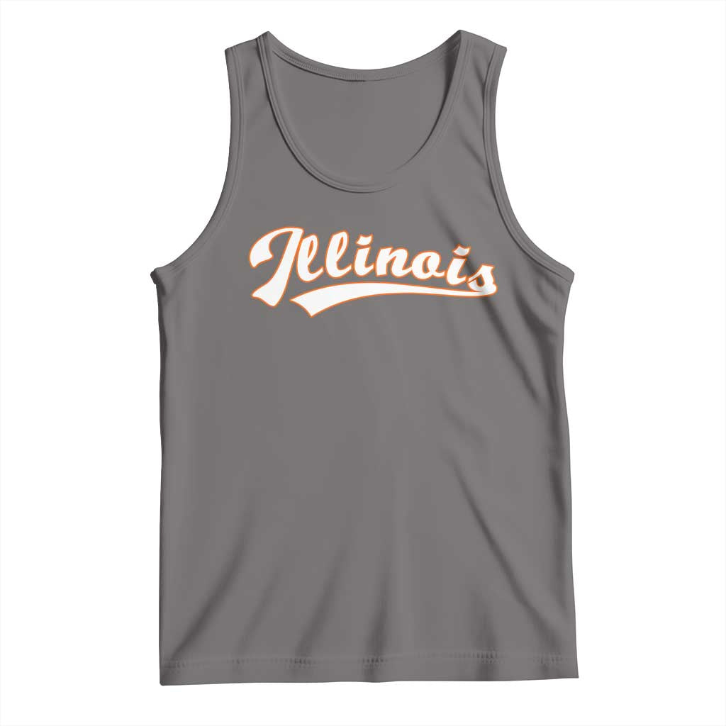 Illinois Vintage Orange Varsity Script Text Classic Sports Jersey Style Tank Top