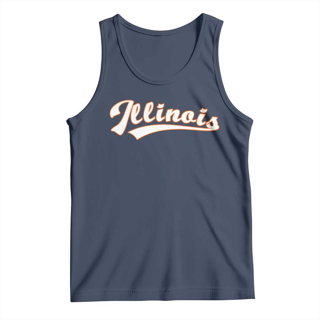 Illinois Vintage Orange Varsity Script Text Classic Sports Jersey Style Tank Top