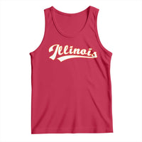Illinois Vintage Orange Varsity Script Text Classic Sports Jersey Style Tank Top