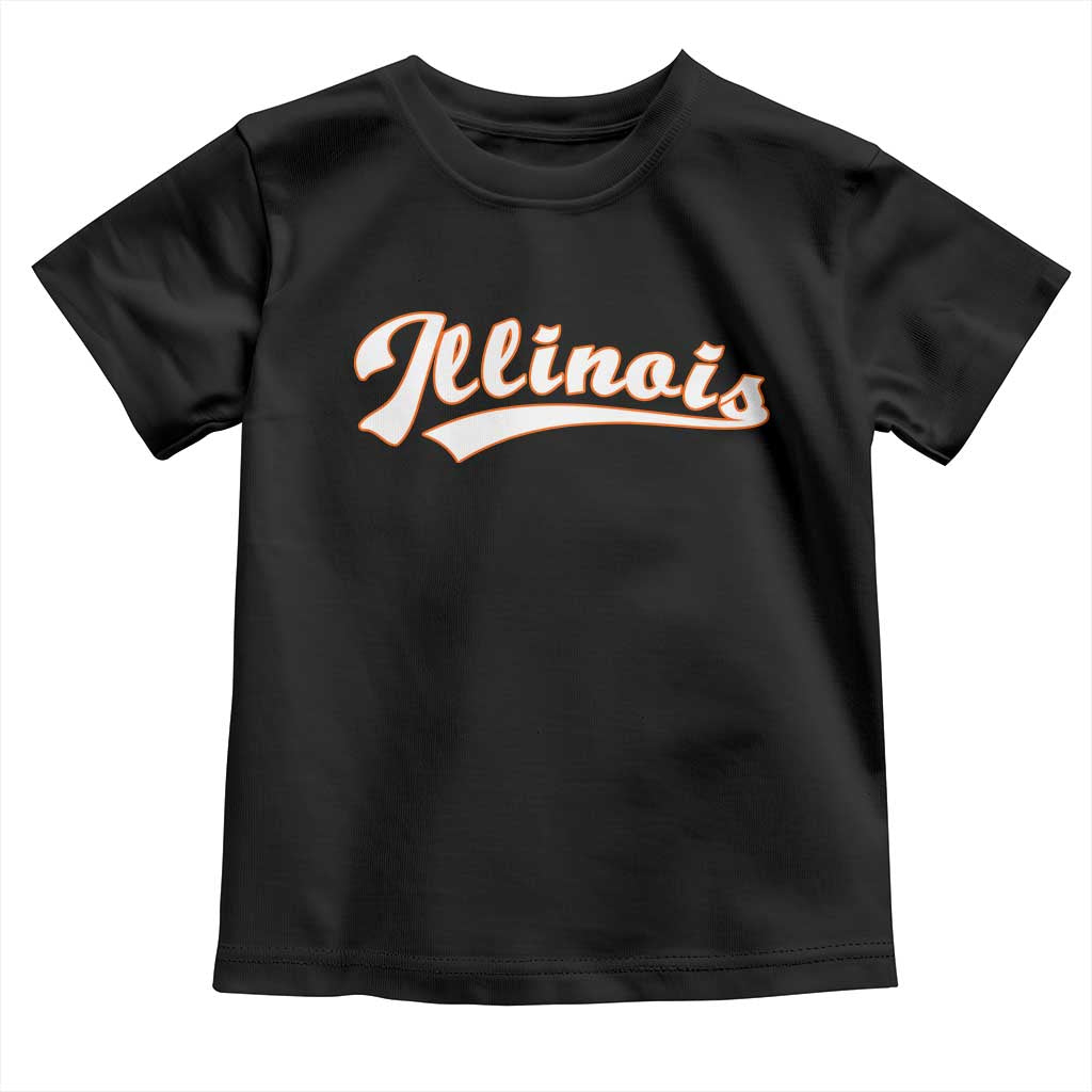 Illinois Vintage Orange Varsity Script Text Classic Sports Jersey Style Toddler T Shirt