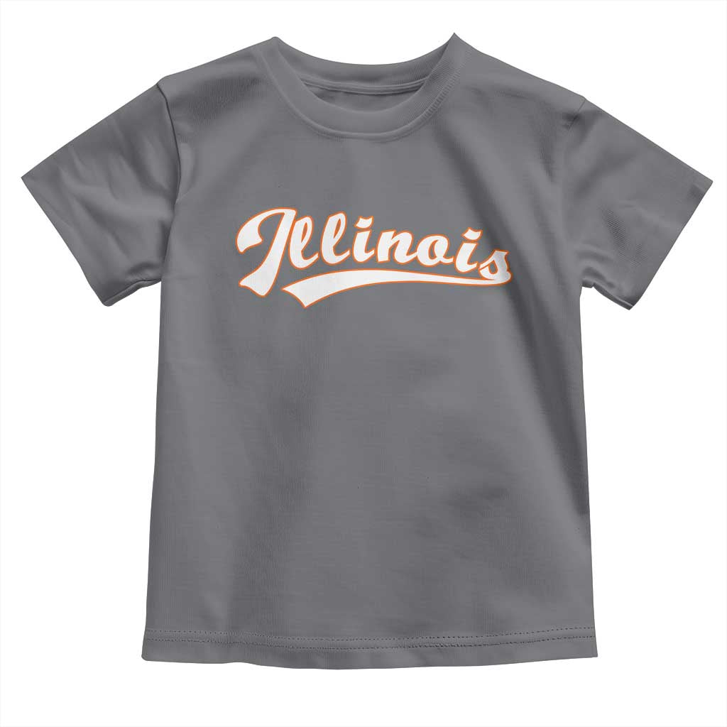 Illinois Vintage Orange Varsity Script Text Classic Sports Jersey Style Toddler T Shirt