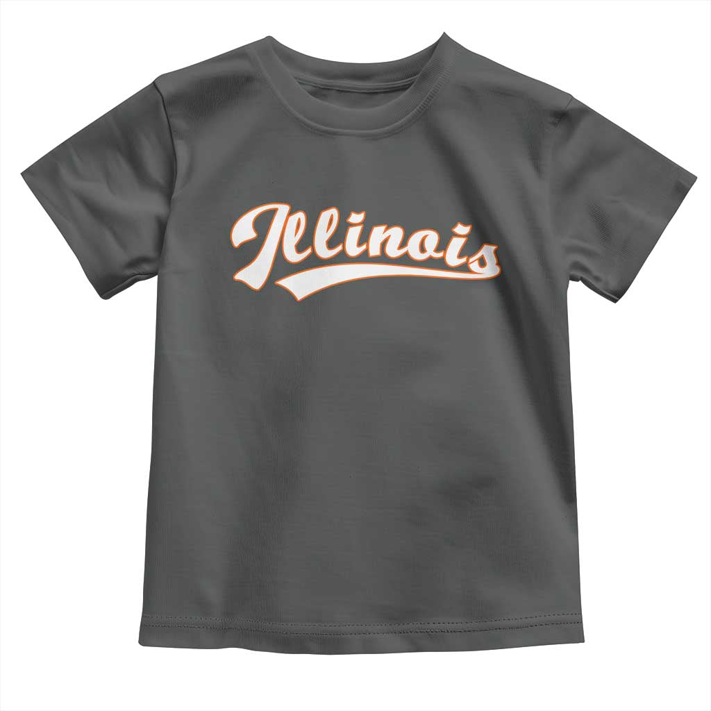 Illinois Vintage Orange Varsity Script Text Classic Sports Jersey Style Toddler T Shirt