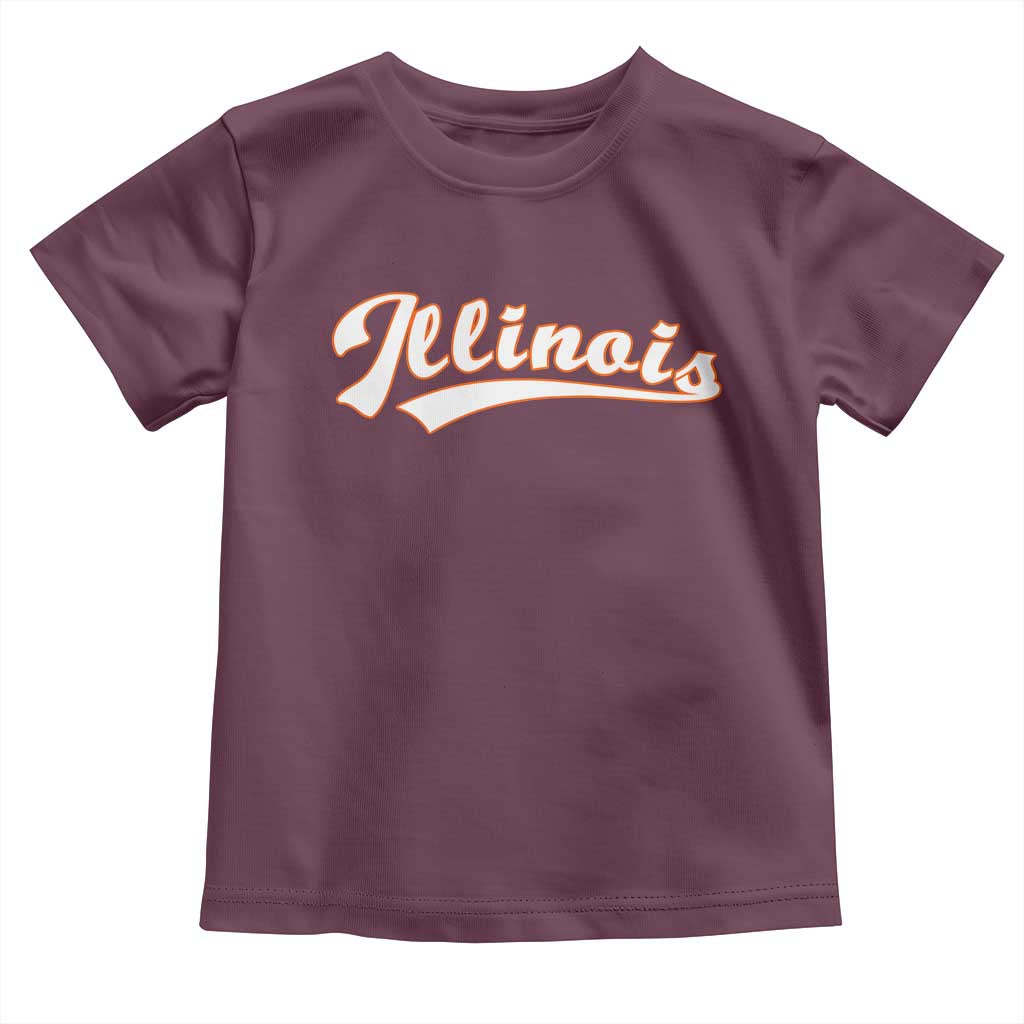 Illinois Vintage Orange Varsity Script Text Classic Sports Jersey Style Toddler T Shirt