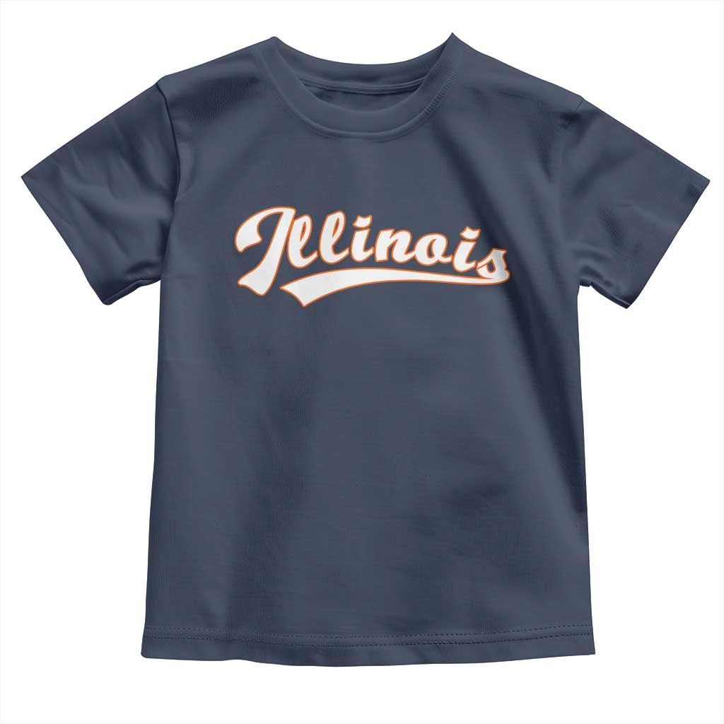 Illinois Vintage Orange Varsity Script Text Classic Sports Jersey Style Toddler T Shirt