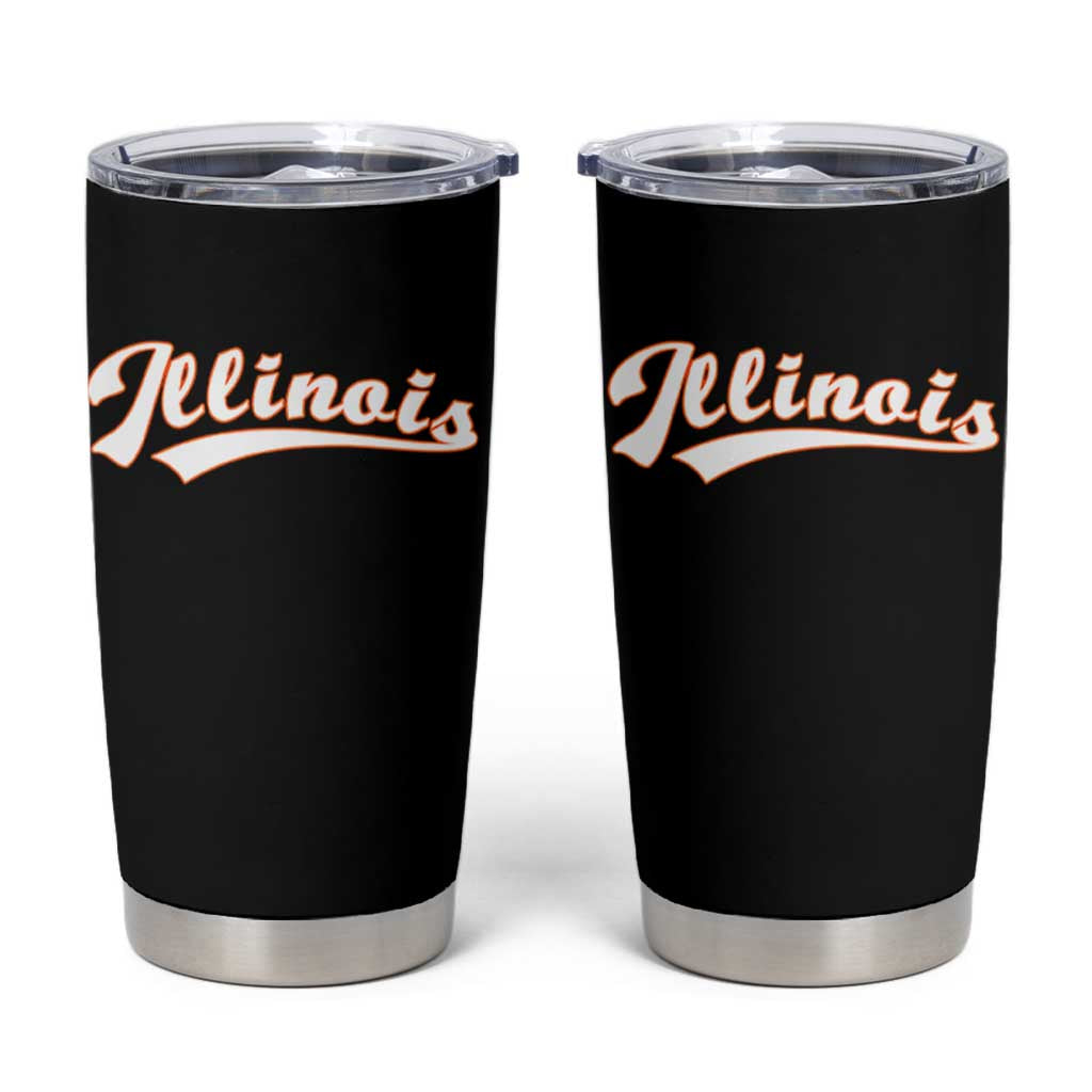 Illinois Vintage Orange Varsity Script Text Classic Sports Jersey Style Tumbler Cup