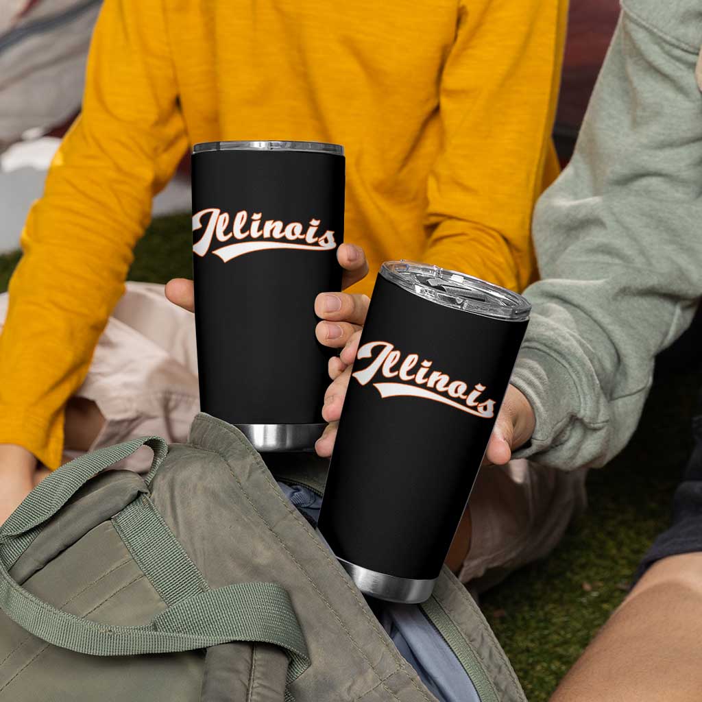 Illinois Vintage Orange Varsity Script Text Classic Sports Jersey Style Tumbler Cup