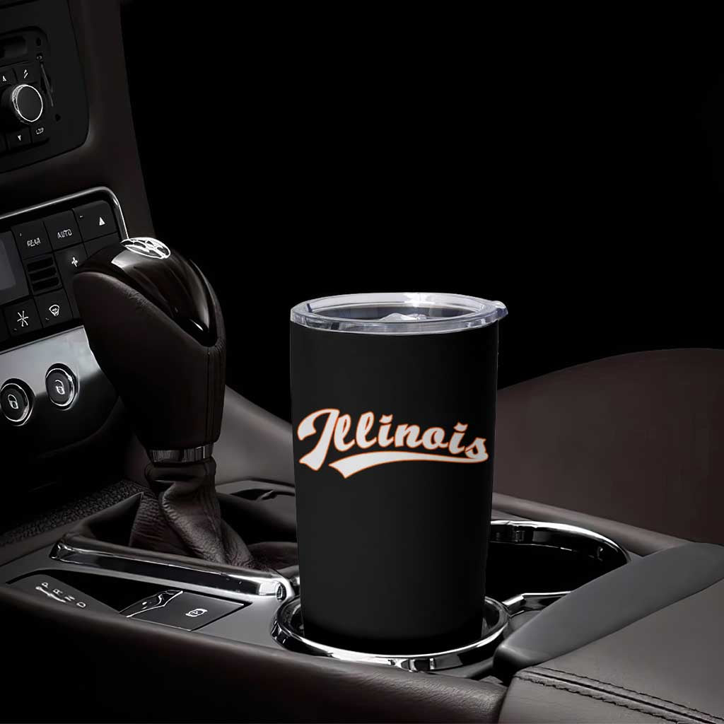 Illinois Vintage Orange Varsity Script Text Classic Sports Jersey Style Tumbler Cup