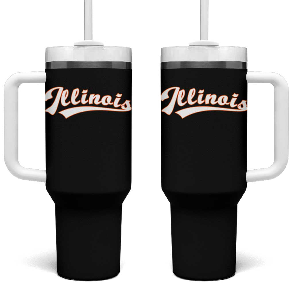 Illinois Vintage Orange Varsity Script Text Classic Sports Jersey Style Tumbler With Handle