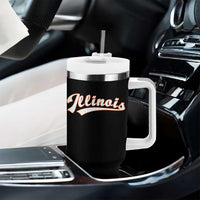 Illinois Vintage Orange Varsity Script Text Classic Sports Jersey Style Tumbler With Handle