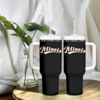 Illinois Vintage Orange Varsity Script Text Classic Sports Jersey Style Tumbler With Handle