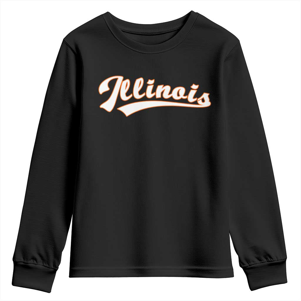 Illinois Vintage Orange Varsity Script Text Classic Sports Jersey Style Youth Sweatshirt