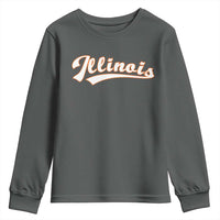 Illinois Vintage Orange Varsity Script Text Classic Sports Jersey Style Youth Sweatshirt