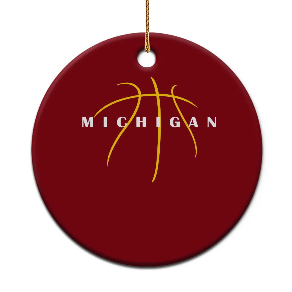 Michigan Fan Basketball Grooves Graphic MI State Ceramic Ornament