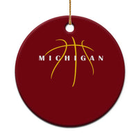 Michigan Fan Basketball Grooves Graphic MI State Ceramic Ornament