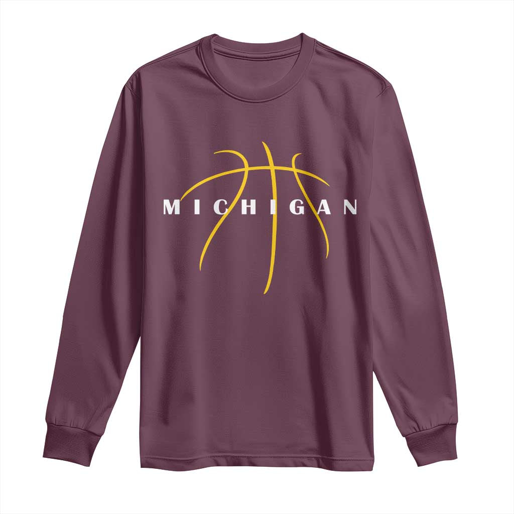 Michigan Fan Basketball Grooves Graphic MI State Long Sleeve Shirt