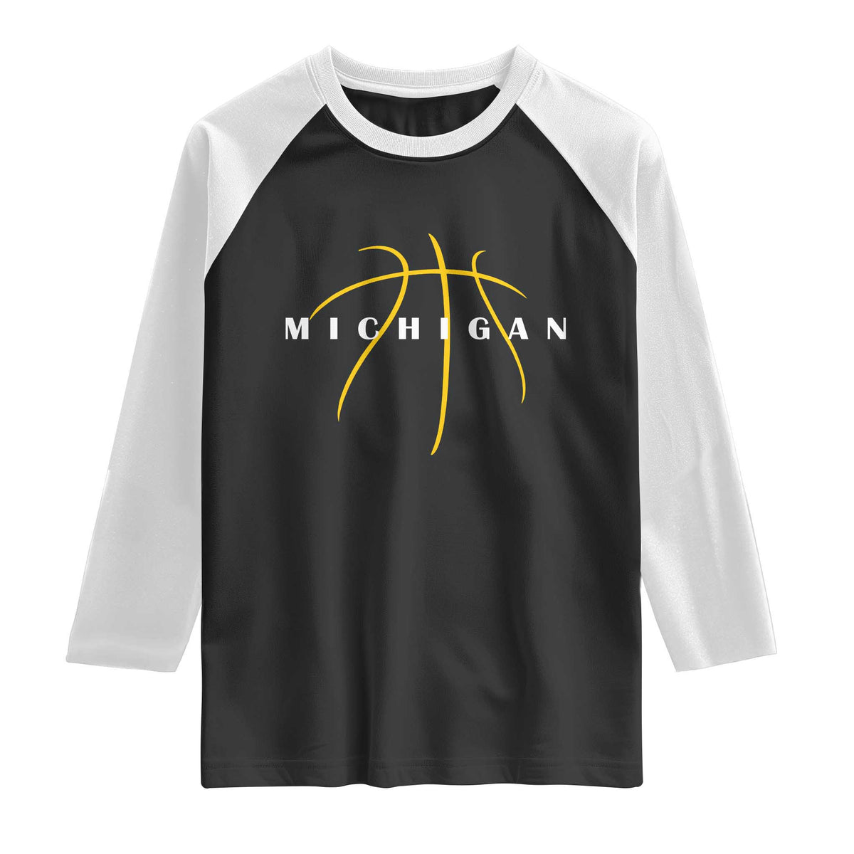 Michigan Fan Basketball Grooves Graphic MI State Raglan Shirt