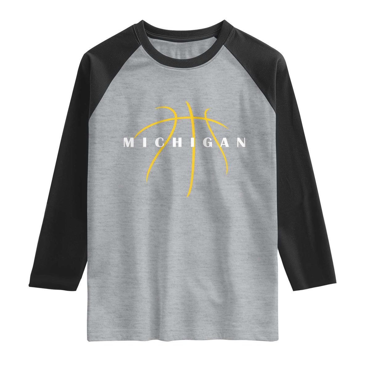 Michigan Fan Basketball Grooves Graphic MI State Raglan Shirt