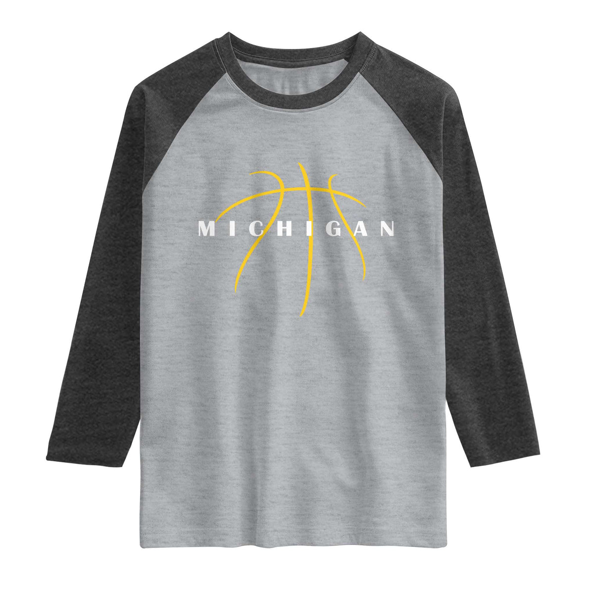 Michigan Fan Basketball Grooves Graphic MI State Raglan Shirt