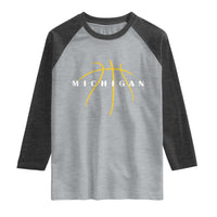 Michigan Fan Basketball Grooves Graphic MI State Raglan Shirt