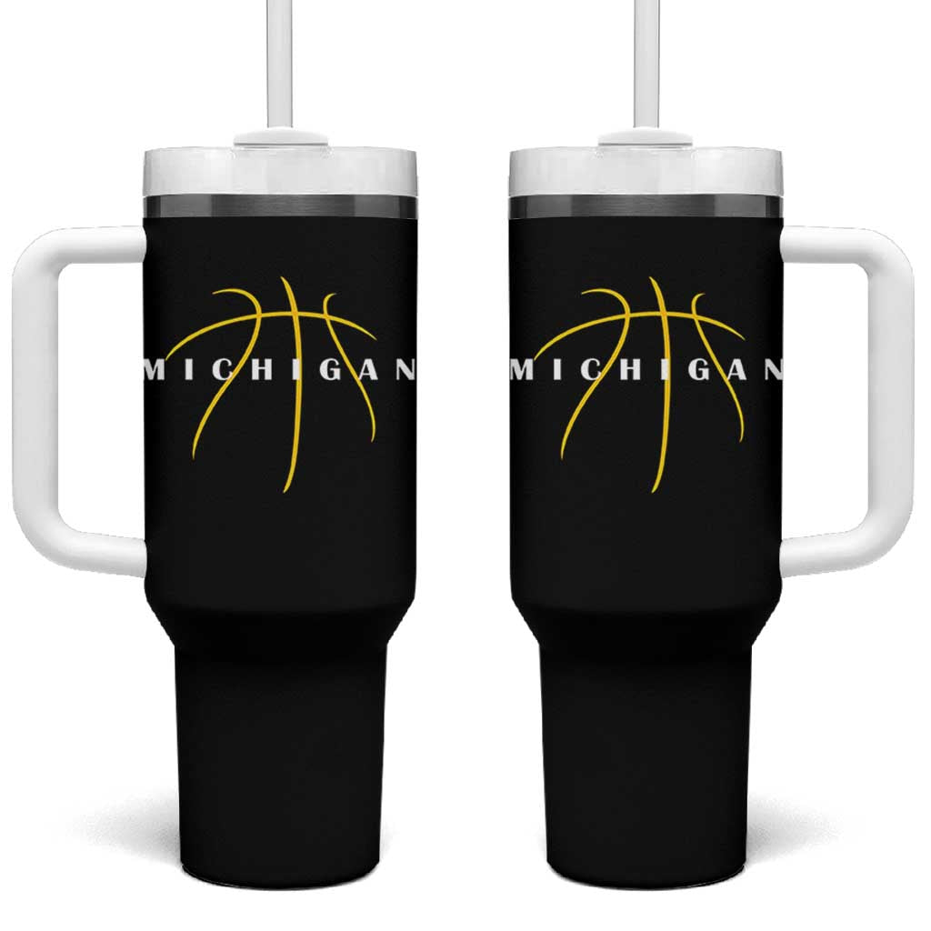 Michigan Fan Basketball Grooves Graphic MI State Tumbler With Handle