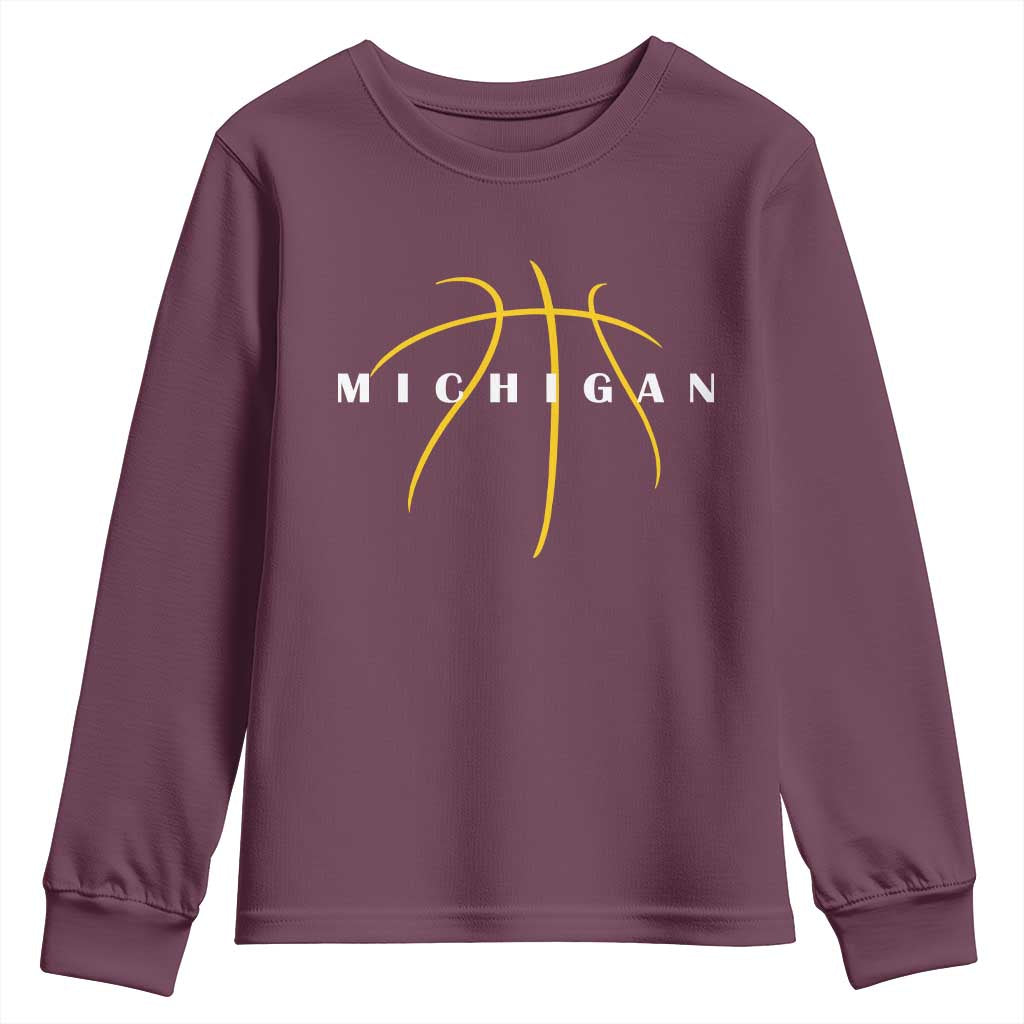 Michigan Fan Basketball Grooves Graphic MI State Youth Sweatshirt
