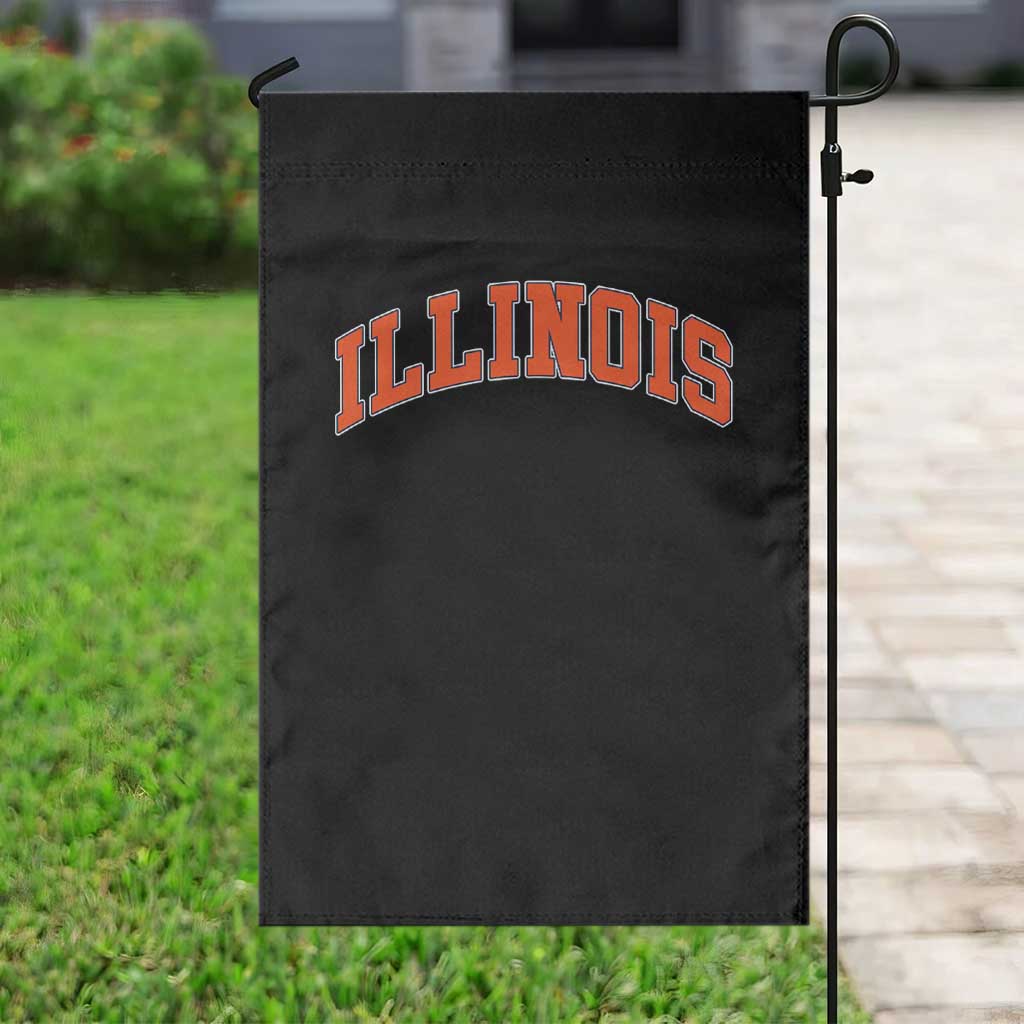 Illinois Sports Fan Garden Flag Vintage Orange Blue Throwback Text IL State