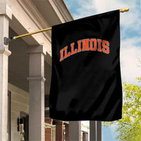 Illinois Sports Fan Garden Flag Vintage Orange Blue Throwback Text IL State