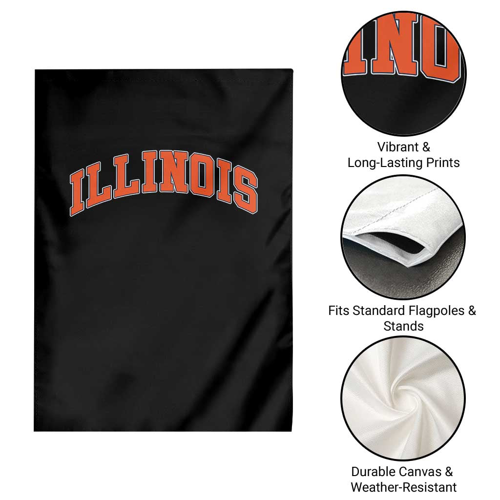 Illinois Sports Fan Garden Flag Vintage Orange Blue Throwback Text IL State