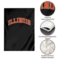 Illinois Sports Fan Garden Flag Vintage Orange Blue Throwback Text IL State