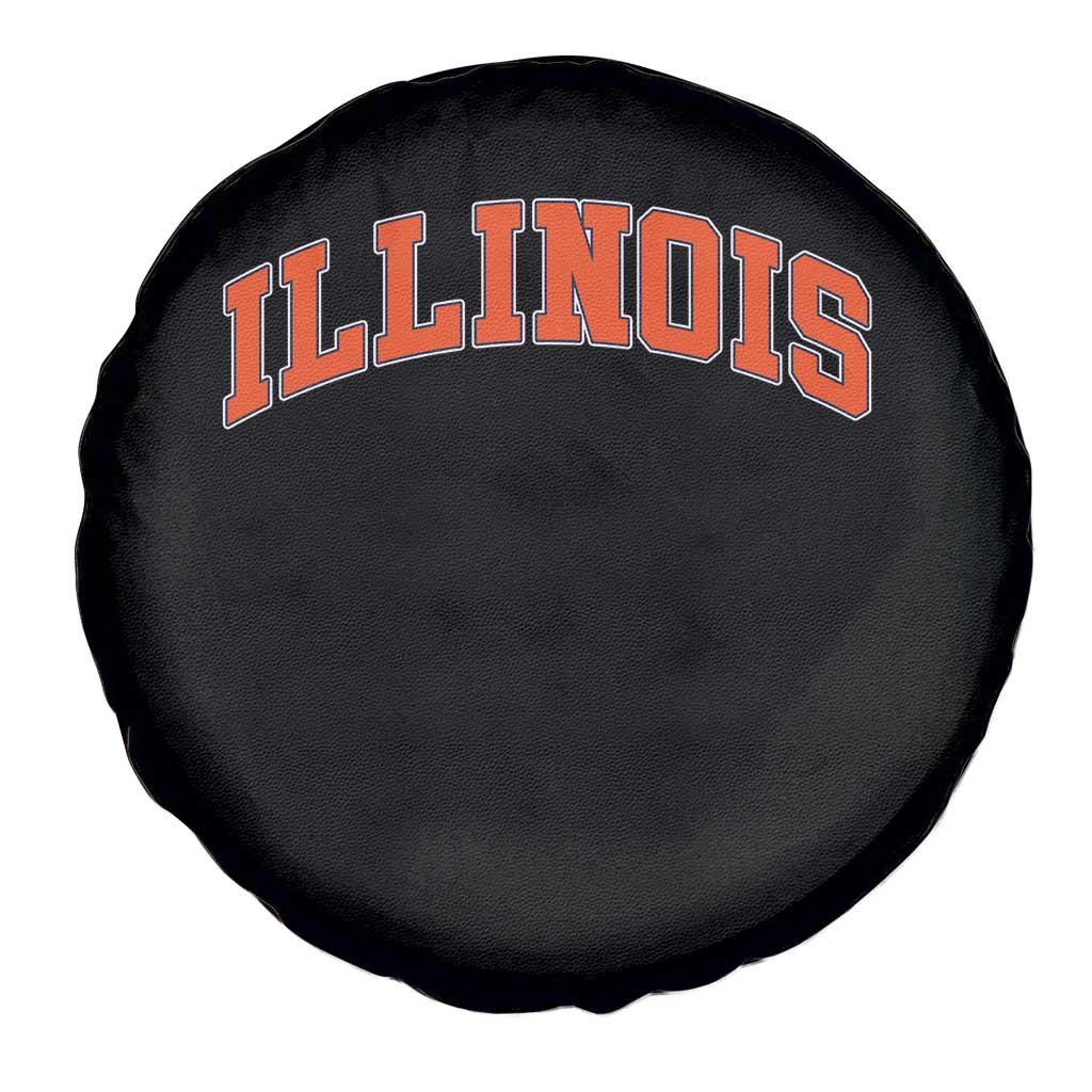 Illinois Sports Fan Spare Tire Cover Vintage Orange Blue Throwback Text IL State
