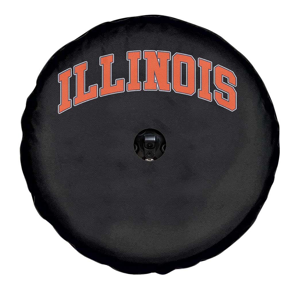 Illinois Sports Fan Spare Tire Cover Vintage Orange Blue Throwback Text IL State