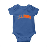 Illinois Sports Fan Baby Onesie Vintage Orange Blue Throwback Text IL State