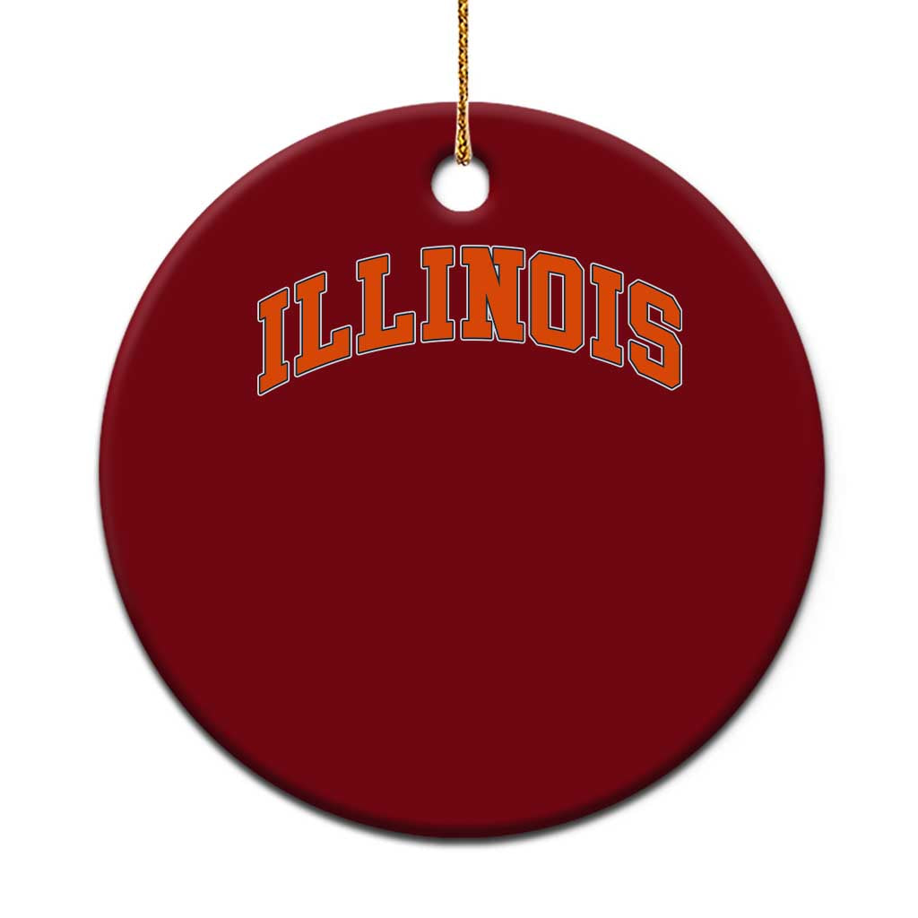 Illinois Sports Fan Ceramic Ornament Vintage Orange Blue Throwback Text IL State