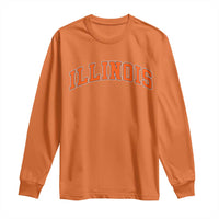 Illinois Sports Fan Long Sleeve Shirt Vintage Orange Blue Throwback Text IL State