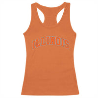 Illinois Sports Fan Racerback Tank Top Vintage Orange Blue Throwback Text IL State