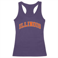 Illinois Sports Fan Racerback Tank Top Vintage Orange Blue Throwback Text IL State