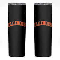Illinois Sports Fan Skinny Tumbler Vintage Orange Blue Throwback Text IL State