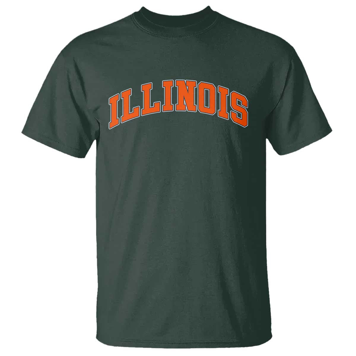 Illinois Sports Fan T Shirt Vintage Orange Blue Throwback Text IL State